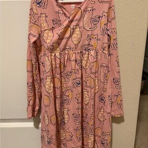 Tea Collection Pink Cat Print Dress
